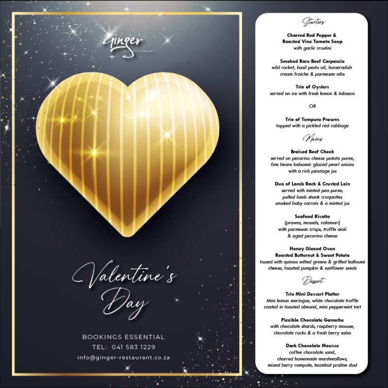 Valentines Day at Ginger The Restaurant